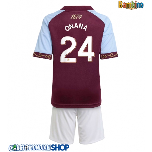 Maglie da calcio Aston Villa Amadou Onana #24 Prima Maglia Bambino 2025-26 Manica Corta + Pantaloni corti)